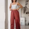 60-612x875 Loida Flare Wide Leg Brown Pant