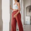 61-612x875 Loida Flare Wide Leg Brown Pant