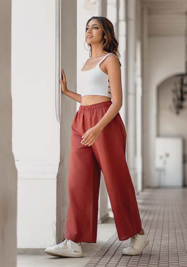 61-612x875 Loida Flare Wide Leg Brown Pant