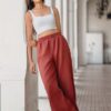 62-612x875 Loida Flare Wide Leg Brown Pant