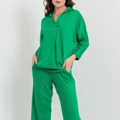 G1 Dolman Sleeve Blouse With Collar