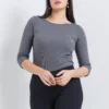Three Quarter Sleeve Blouse With Round Neck