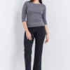 Three Quarter Sleeve Blouse With Round Neck