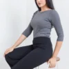 Three Quarter Sleeve Blouse With Round Neck