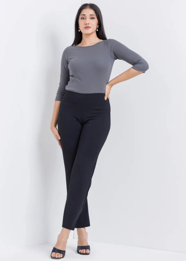 Three Quarter Sleeve Blouse With Round Neck