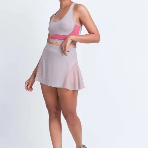 IND0123Q74_BEG_2 Side mesh detailing tennis skirt