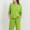 Dolman Sleeve Blouse With Collar