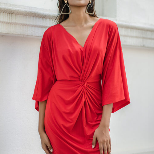 NILS-018002203-WEB-03-612x875 LAYNE SLEEVE RED DRESS
