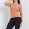 Three Quarter Sleeve Blouse With Round Neck